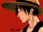  colorized hat lowres male_focus monkey_d_luffy one_piece scar solo straw_hat takehiko_inoue third-party_edit 