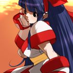  blue_hair falcoon hairband long_hair nakoruru ribbon samurai_spirits sketch solo 