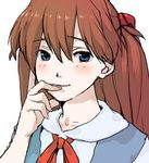  bad_id bad_pixiv_id blue_eyes blush brown_hair collarbone face finger_to_mouth hands kari_(kakko_k) long_hair neon_genesis_evangelion red_hair school_uniform sketch smile solo souryuu_asuka_langley 