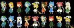  alice_margatroid apron black_hair blonde_hair blue_dress bow broom chibi cirno dress ex-keine flat_cap full_body green_hair hair_bow hakurei_reimu hat holding kaenbyou_rin kamishirasawa_keine kawashiro_nitori kirisame_marisa mob_cap multiple_girls onozuka_komachi puffy_short_sleeves puffy_sleeves red_bow red_hair red_skirt shiki_eiki short_hair short_sleeves silver_hair skirt standing touhou two_side_up waist_apron witch_hat 