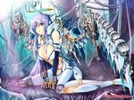  android angel breast_squeeze breasts cleavage detached_sleeves galge.com gin'ichi_(akacia) halo heterochromia huge_breasts long_hair mecha_musume mechanical_wings purple_hair robot_joints solo wallpaper wings 