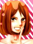  bad_id bad_pixiv_id brown_eyes brown_hair copyright_request miura nail_art nail_polish pink_nails short_hair solo 