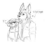 ambiguous_gender anthro athletic athletic_male black-backed_jackal bovid canid canine canis caprine carl_hendricks clothed clothing dead_sky duo echo_(game) echo_(series) echo_project fuckchasehunter hair jackal long_hair male mammal monochrome open_clothing open_shirt open_topwear sheep shi_hawkes_(dead_sky) shirt size_difference sketch topwear