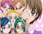  :d akimoto_komachi bespectacled blonde_hair blue_eyes blue_hair brown_eyes brown_hair eyelashes glasses green_eyes green_hair hairband kasugano_urara_(yes!_precure_5) masuko_mika minazuki_karen mirror multiple_girls natsuhina natsuki_rin open_mouth pink_eyes pink_hair precure school_uniform smile yellow_eyes yes!_precure_5 yumehara_nozomi 