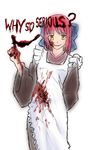  apron batman_(series) blood kohaku parody red_hair ribbon short_hair solo the_dark_knight the_joker tsukihime why_so_serious yellow_eyes 