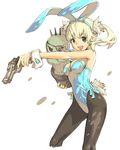  animal_ears blonde_hair blue_eyes bunny_ears bunnysuit gun haku_(sabosoda) original pantyhose solo weapon 
