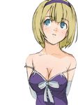  blonde_hair blue_eyes breasts cleavage dress face gundam gundam_00 hairband large_breasts louise_halevy pu-chin sketch solo strap_slip 