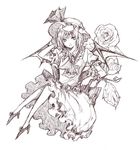  flower greyscale hat high_heels monochrome remilia_scarlet rose shippori shoes sketch solo touhou wings 