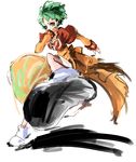  bad_id bad_pixiv_id dress farah_oersted green_hair kicking maromi_(am97) orange_dress sketch solo tales_of_(series) tales_of_eternia white_background yellow_eyes 