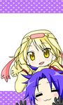  1girl :3 alice_(tales) artist_request blonde_hair blue_hair decus hat heart lowres lucky_star open_mouth parody short_hair style_parody tales_of_(series) tales_of_symphonia 