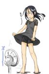  artist_request barefoot bike_shorts electric_fan fanning_crotch fanning_self hyuuga_hanabi naruto naruto_(series) skirt solo wind wind_lift 