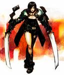  armor black_hair copyright_request dual_wielding highres holding scar short_hair solo sword tekkotsu_(tekkotz) weapon 