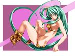  animal_print green_eyes green_hair horns long_hair lum solo takase_muu tiger_print urusei_yatsura very_long_hair 