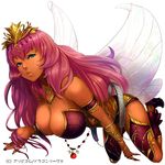  bad_id bad_pixiv_id bare_shoulders breasts cleavage copyright_name crown dragon_league_x fairy_wings green_eyes jewelry large_breasts long_hair pink_hair silver_(atelier-tengu) solo watermark white_background wings 