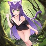  aged_down ai-generated animal_ears cat_ears cat_girl green_eyes non-web_source purple_hair 