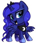  2014 alpha_channel blue_eyes blue_feathers blush chibi cutie_mark digital_media_(artwork) equine feathered_wings feathers female feral friendship_is_magic fur hair horn horse long_hair mammal my_little_pony open_mouth pepooni pony princess_luna_(mlp) simple_background smile solo sparkles standing transparent_background unicorn winged_unicorn wings 
