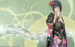  blue_hair busou_renkin caio flowers japanese_clothes kimono possible_duplicate scar short_hair tsumura_tokiko yellow_eyes 