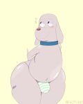  anthro blush bulge canid canine canis clothing collar dog_(robot_dreams) domestic_dog footfoxxy hi_res male mammal robot_dreams solo thick_thighs underwear 