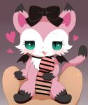 absurd_res anthro azuo beatcats claws domestic_cat felid feline felis female fur genitals green_eyes heart_symbol hi_res male mammal mia_(beatcats) penis pink_body pink_fur sanrio solo tongue vampire