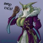 anthro avian beak bird breasts hi_res owl ramona_(unicorn_overlord) solo text unicorn_overlord vanillaware