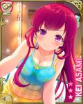  1girl asami_kei blush breasts girlfriend_(kari) large_breasts long_hair non-web_source ponytail purple_eyes red_eyes red_hair smile 