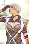  1girl breasts cleavage cosplay crystal_graziano eyes_closed isabella_valentine isabella_valentine_(cosplay) photo solo soul_calibur soulcalibur_v tagme 