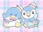  bag bird closed_mouth hat holding looking_at_viewer no_humans penguin piplup pokemon pokemon_(creature) ribbon rio_(rio0v0o) sanrio shoulder_bag tuxedo_sam 