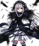 bad_id bad_pixiv_id doll_joints dress feathers hairband lolita_fashion long_hair red_eyes rozen_maiden silver_hair solo suigintou takemori_shintarou wings 