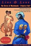 anthro big_breasts big_butt breasts butt clothed_male cover deathclaw duo fallout farrythedragon female flower gun handgun hi_res hybrid magazine_cover male male/female microsoft naked_female plant ranged_weapon reptile revolver rose_(flower) scalie snake vault_suit weapon xiro_decobray