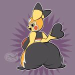 1:1 2024 anthro big_breasts big_butt black_clothing bottomwear breasts butt cleft_tail clothing cosplay_pikachu_(character) cosplay_pikachu_(costume) digital_media_(artwork) female flat_colors gazaster generation_1_pokemon huge_butt looking_at_viewer looking_back mammal mask monotone_background nintendo open_mouth pikachu pikachu_libre pokemon pokemon_(species) short_stack signature simple_background smug solo tail thick_thighs tight_clothing topwear wide_hips yellow_body yellow_skin