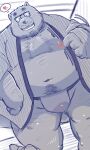 2024 anthro asian_clothing bear beard belly big_belly blush clothing dain_4201 east_asian_clothing eyewear facial_hair fundoshi glasses heart_symbol hi_res japanese_clothing kemono male mammal moobs navel nipples overweight overweight_male robe solo underwear