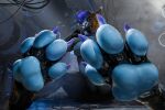  anthro blue_paws breasts claws factory fangs feet female foot_focus fur hi_res inside macro mammal multicolored_body multicolored_fur pawpads paws sabertooth_(anatomy) solo spectrumshift teeth toe_claws wire 