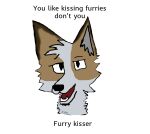  ambiguous_gender anthro black_eyes black_nose boy_kisser_(meme) brown_body brown_fur canid canine canis dialogue domestic_dog english_text fenrirus_(kinu360) front_view fur head_only hi_res husky kinu360 looking_at_viewer mammal meme nordic_sled_dog open_mouth simple_background solo spitz teeth text tongue white_background white_body white_fur 