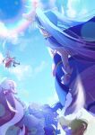  1boy 4girls absurdres blonde_hair blue_cape blue_dress blue_hair blue_sky blurry blurry_background boots bow braid cape cloud cloudy_sky coattails commentary cure_butterfly cure_majesty cure_prism cure_sky cure_wing day detached_sleeves dress dress_bow ellee-chan facing_away feathers floating french_braid frilled_dress frills from_behind gloves gradient_hair hair_bow highres hijiri_ageha hirogaru_sky!_precure lens_flare long_hair magical_girl medium_dress multicolored_hair multiple_girls nijigaoka_mashiro orange_footwear orange_hair outdoors pink_bow pink_hair precure puffy_detached_sleeves puffy_sleeves purple_hair short_dress shunshoku_mikan side_braids sky sleeveless sleeveless_dress sora_harewataru standing thighhighs twintails two-sided_cape two-sided_fabric two-tone_dress very_long_hair white_dress white_gloves white_thighhighs wind wing_hair_ornament yuunagi_tsubasa 