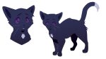  2020 ambiguous_gender black_body black_fur cel_shading digital_drawing_(artwork) digital_media_(artwork) dipstick_tail domestic_cat feet felid feline felis feral fur hi_res male_(lore) mammal markings meow286 paws purple_eyes purple_sclera quadruped ravenpaw_(warriors) shaded simple_background solo standing tail tail_markings warriors_(book_series) whiskers white_background white_markings 