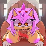 absurd_res amy_rose anthro big_penis boo_(sonic) breasts clothing duo eulipotyphlan fellatio female first_person_view fur genitals gloves handwear hedgehog hi_res long_tongue looking_at_viewer male male/female mammal neyfufu nipples oral penile penis pink_body possession sega sex sonic_the_hedgehog_(series) teeth tongue tongue_out tonguejob vein veiny_penis