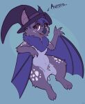  absurd_res anthro aurora_the_bat bat chest_tuft claws clothing digitigrade female gesture hat headgear headwear hi_res looking_at_viewer magic_user mammal open_mouth smile solo teeth tuft waving waving_at_viewer winged_arms wings witch witch_hat yurusa 