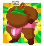 absurd_res animal_crossing anthro belly_peeking_out big_bulge big_penis bottomwear bud_(animal_crossing) bulge clothed clothing felid genitals ghgbn hi_res huge_bulge huge_penis hyper hyper_bulge hyper_genitalia hyper_penis lion male mammal musclegut muscular nintendo overweight pantherine penis raised_clothing raised_shirt raised_tank_top raised_topwear shirt shorts solo tank_top topwear