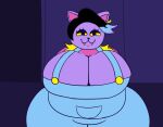 2024 anthro assertivekiwami big_breasts black_hair blue_clothing blue_highlights blue_overalls breasts catty_(undertale) cleavage clothed clothing digital_drawing_(artwork) digital_media_(artwork) domestic_cat ear_piercing ear_ring eyelashes fangs felid feline felis female front_view fur gold_ear_ring hair hi_res highlights_(coloring) huge_breasts hyper hyper_breasts lidded_eyes looking_at_viewer mammal mouth_closed narrowed_eyes overalls overweight overweight_anthro overweight_female piercing pink_inner_ear portrait purple_body purple_ears purple_face purple_fur ring_piercing smile smiling_at_viewer solo teeth three-quarter_portrait undertale_(series) wide_hips yellow_sclera yellow_teeth