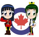  aoki_reika blue_eyes blue_hair boots canada green_eyes green_hair holster midorikawa_nao multiple_girls necktie police police_uniform precure royal_canadian_mounted_police salute schneider_(sierra-77) smile_precure! uniform 