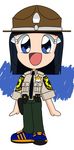  aoki_reika bad_proportions blue_eyes campaign_hat holster illinois_state_police necktie police police_badge police_uniform precure schneider_(sierra-77) smile_precure! solo uniform 