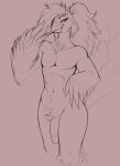  anthro arta_aere avian bird danonymous feather_tuft feathers galliform genitals hair hi_res humanoid_genitalia humanoid_penis long_hair looking_at_viewer male nude peafowl penis phasianid solo tuft winged_arms wings 