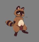 blush bottomwear bulge canid canine clothed clothing hands_behind_back hi_res looking_at_viewer male mammal raccoon_dog red_eyes slightly_chubby solo standing tanuki topless truemew underwear