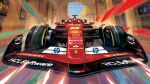  amazon_(company) carlos_sainz driving ferrari ferrari_sf-24 italian_flag mirco_pierfederici motion_blur official_art pirelli promotional_art real_life red_car red_helmet road shell_(company) solo spoiler_(automobile) sponsor street vehicle_focus 