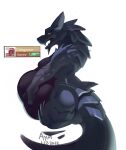 2022 abdominal_bulge after_vore anthro anthro_pred anthrofied arm_spikes aymbord belly big_belly biped black_body black_countershading black_ears black_nose black_sclera black_tail blue_body blue_scales blue_tail butt canid canine canis capcom colored countershade_torso countershading dated digestion digital_media_(artwork) english_text fanged_wyvern fangs fatal_vore fully_inside gameplay_mechanics grey_body grey_inner_ear grey_scales hand_on_belly hi_res holding_belly lunagaron male male_anthro male_pred mammal monster_hunter multicolored_body multicolored_scales muscular muscular_anthro muscular_male nude open_mouth oral_vore portrait reverse_countershading scales shaded shoulder_spikes side_view signature simple_background snout soft_vore solo spikes spikes_(anatomy) standing tail tapering_tail teeth text three-quarter_portrait three-quarter_view vore white_background wolf yellow_eyes