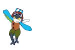  2024 3_toes alpha_channel animated anthro avian beak bird blue_body blue_feathers bottomwear clothing elight06 eyelashes eyes_closed eyewear feathers feet female goggles green_body green_feathers hat headgear headwear hi_res indigo_park jacket macaw mollie_macaw neotropical_parrot parrot pilot_hat running running_in_circles scarf shorts simple_background smile solo tail talons toes topwear transparent_background true_parrot wings yellow_body yellow_feathers 