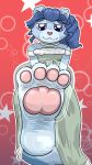  4_toes anthro canid canine clothing doopnoop_(artist) dress duel_monster fairy_tail-rella feet female foot_focus glass_shoes glass_slippers hi_res looking_at_viewer mammal pawpads pink_pawpads soles solo toes yu-gi-oh! 