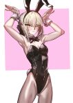  absurdres animal_ears armpits artoria_pendragon_(fate) bare_shoulders blonde_hair bow bowtie breasts fate/grand_order fate/stay_night fate_(series) fukou groin highres pantyhose playboy_bunny rabbit_ears saber_(fate) saber_alter short_hair small_breasts thighs wrist_cuffs yellow_eyes 