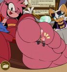  4_toes absurd_res amy_rose anthro between_toes dialogue fan_character feet female female/female foot_fetish foot_focus foot_play group hi_res lightmagician893z low-angle_view micro rouge_the_bat sega soles sonic_the_hedgehog_(series) speech_bubble the_murder_of_sonic_the_hedgehog toes trio 