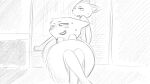 16:9 animal_crossing anthro biped blush bodily_fluids domestic_cat dragonweirdo duo felid feline felis female fitting_room fur hi_res looking_aside male mammal marshal_(animal_crossing) nintendo nude olivia_(animal_crossing) open_mouth rodent sciurid sweat sweatdrop tree_squirrel widescreen